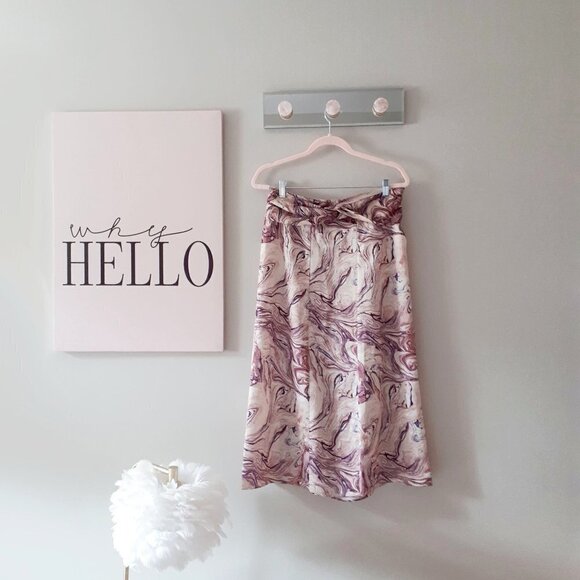 NWT Scotch & Soda satin-like abstract marble print A-line midi skirt, M - Picture 9 of 10